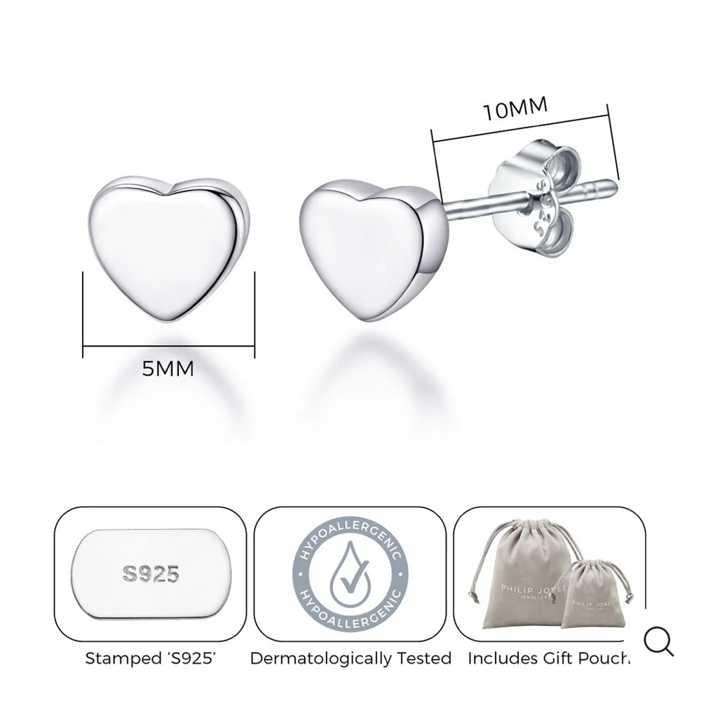 Sterling Silver Heart Stud Earrings